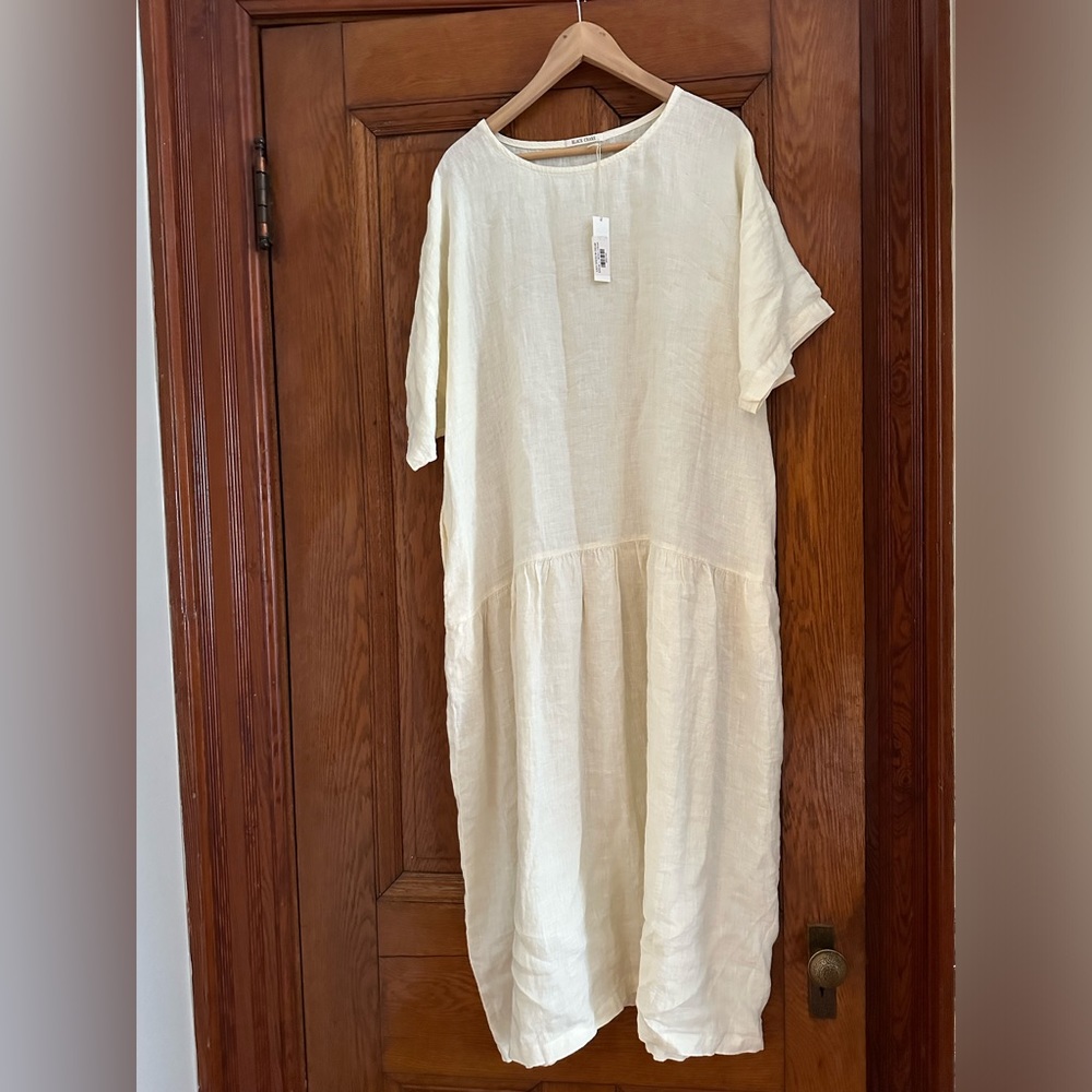 NWT Black Crane Easy Dress in Cream Linen